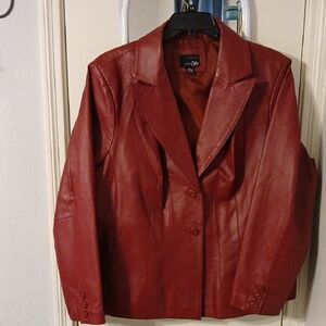 Women's Red Leather Jacket